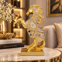 Anupam Premium Golden Rearing Horse Showpiece with Decorative Stone Work | Luxury Home & Office Décor Figurine