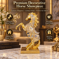 Anupam Premium Golden Rearing Horse Showpiece with Decorative Stone Work | Luxury Home & Office Décor Figurine