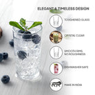 CELLO Classix Glass Tumbler Set of 6 | Stylish Clear Drinking Glasses for Water, Juice, Cocktails, Mocktails & Lemonade | Elegant Multipurpose Beverage Glasses
