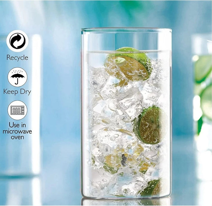 CELLO Borosilicate Glass Tumbler Set of 6 | 290ml Crystal Clear Drinking Glasses | Durable Water & Juice Glasses for Everyday Use