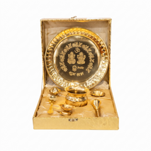 Premium Gold-Plated Shubh Labh Pooja Thali Set with Laxmi Ganesh Design