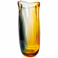 Anupam Premium Amber & Teal Gradient Glass Vase | Modern Artistic Decorative Flower Vase for Home & Office