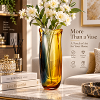 Anupam Premium Amber & Teal Gradient Glass Vase | Modern Artistic Decorative Flower Vase for Home & Office