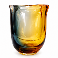 Anupam Premium Amber & Teal Gradient Glass Vase | Modern Artistic Decorative Flower Vase for Home & Office