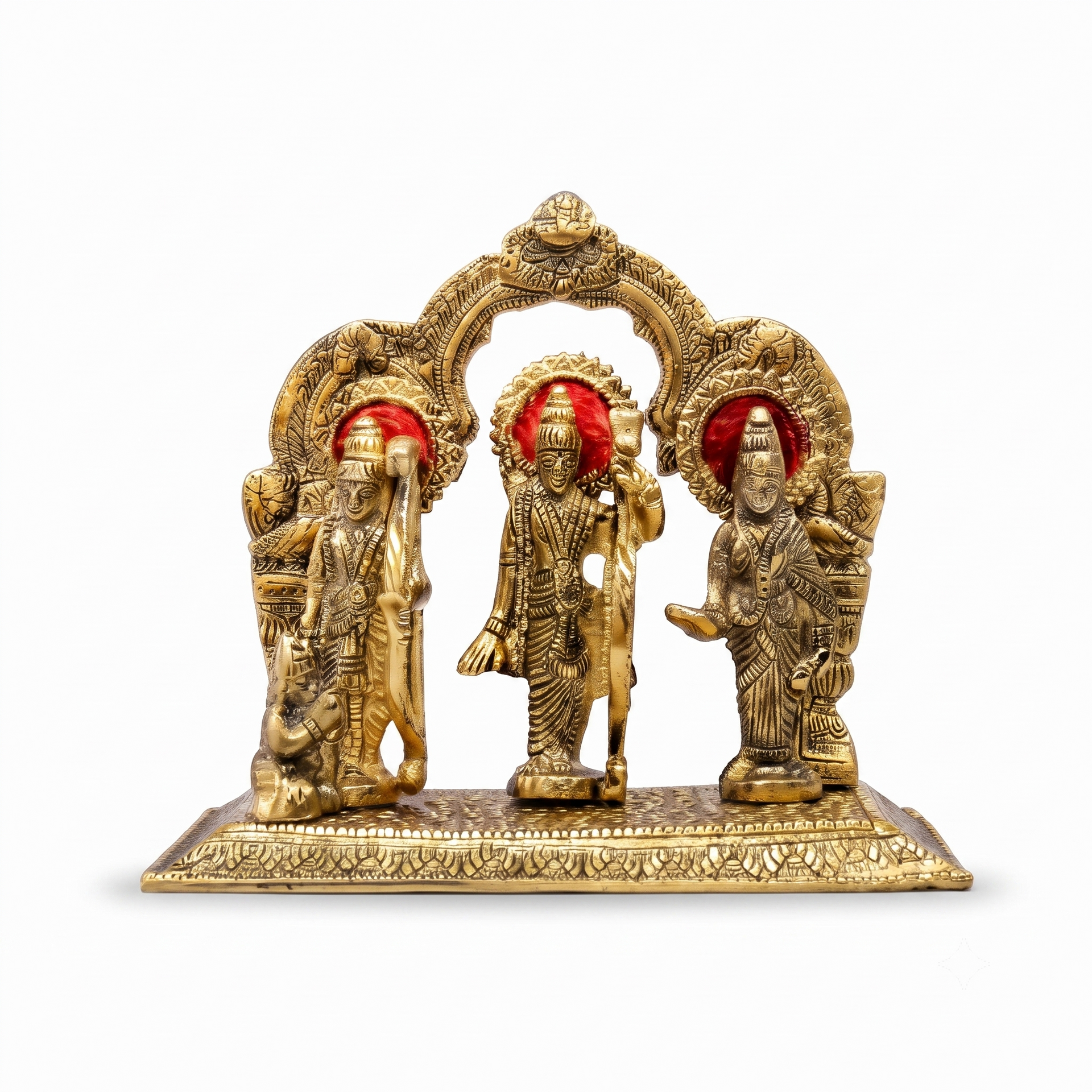 Divine Golden Ram Darbar Idol with Lord Ram, Mata Sita & Hanuman – Premium Metal Coated Spiritual Showpiece