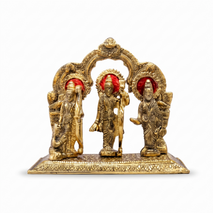 Divine Golden Ram Darbar Idol with Lord Ram, Mata Sita & Hanuman – Premium Metal Coated Spiritual Showpiece