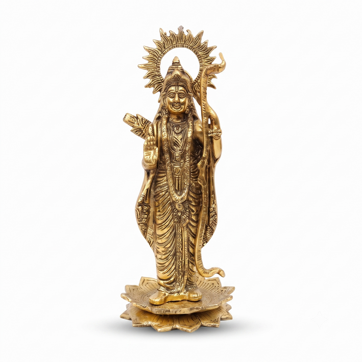 Premium Divine Lord Rama Idol with Bow – Antique Golden Ram Darbar Style Decorative Showpiece