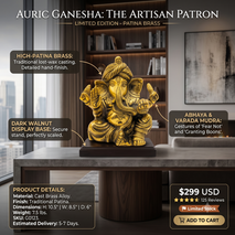 Premium Brass Finish Lord Ganesha Idol – Decorative Ganpati Murti for Home, Office & Temple