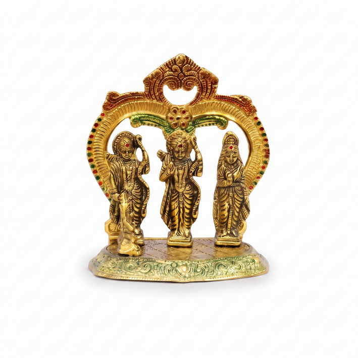 Premium Ram Darbar Idol with Hanuman & Decorative Arch | Antique Gold Finish Spiritual Home Décor