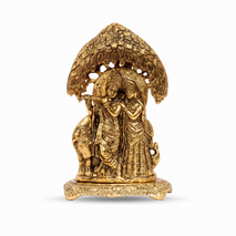 Premium Radha Krishna Idol Under Kadamba Tree | Antique Gold Finish Spiritual Home Décor