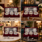 Premium Silver Finish 3-Piece Covered Bowl & Serving Tray Gift Set with Spoons