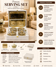 Premium Luxury Gold-Plated Serving Set with 4 Covered Bowls & Decorative Tray | Premium Dry Fruit & Sweet Gift Set