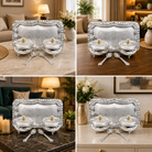 Premium Silver Finish 2 Bowl Serving Set with Lids, Spoons & Decorative Tray