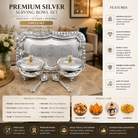 Premium Silver Finish 2 Bowl Serving Set with Lids, Spoons & Decorative Tray