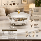 Premium Silver Finish Decorative Serving Bowl with Lid & Spoon