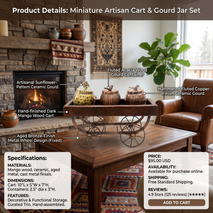 Premium Vintage Wooden Cart Decorative Storage Jars Set | Rustic Tabletop Organizer & Home Décor