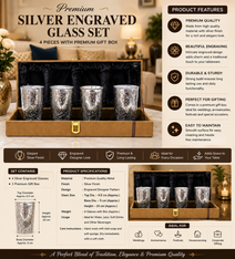 Premium Silver Plated Drinking Glass Set with Luxury Velvet Gift Box | Set of 4