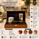 Premium Silver Finish Designer Glass Tumbler Set with Luxury Gift Box – Set of 2