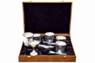 Premium Silver Plated Dessert Bowl & Spoon Gift Set with Luxury Velvet Storage Box | Set of 4