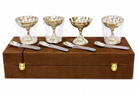 Premium Silver Plated Dessert Bowl & Spoon Set with Luxury Storage Box | Set of 4