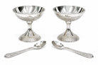 Premium Silver Finish Pedestal Bowl & Spoon Serving Set – Set of 2