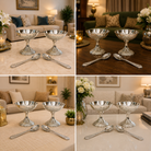 Premium Silver Finish Pedestal Bowl & Spoon Serving Set – Set of 2