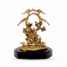 Premium Golden Radha Krishna Idol Under Tree with Peacock Design | Decorative Murti for Home, Mandir & Gifting