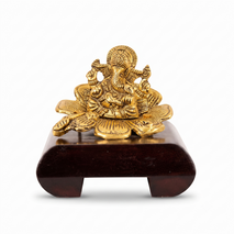Premium Golden Lord Ganesha Idol on Lotus | Decorative Ganpati Murti for Home, Mandir & Gifting