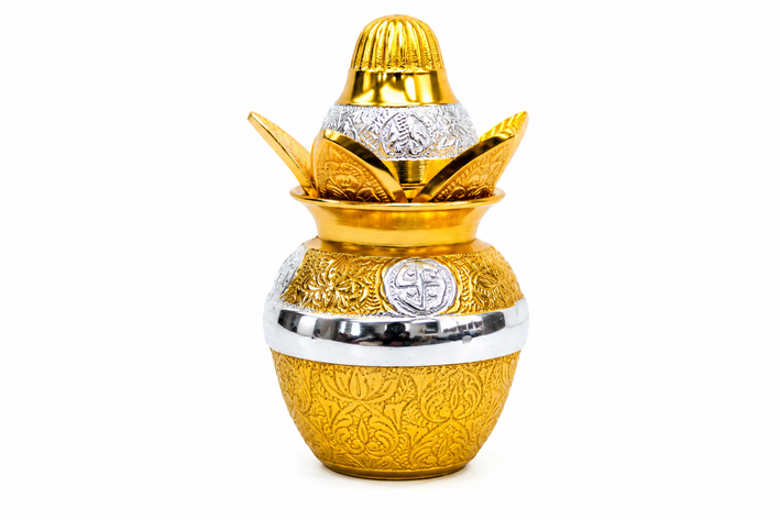 Premium Gold & Silver Plated Decorative Bowl Set with Lid & Spoons