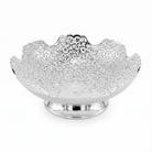 Premium Elegant Silver Plated Decorative Pedestal Bowl with Floral Engraving