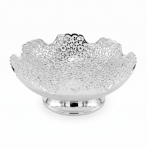 Premium Elegant Silver Plated Decorative Pedestal Bowl with Floral Engraving