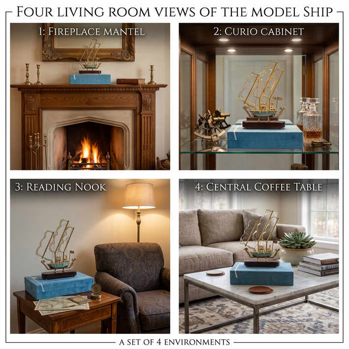 Premium Decorative Sailing Ship Showpiece with Elegant Wooden Base – Nautical Home & Office Décor