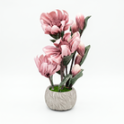Premium Artificial Pink Flower Plant with Decorative Marble Finish Pot – Elegant Home Décor