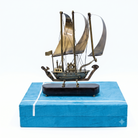 Premium Decorative Sailing Ship Showpiece – Nautical Metal Boat Model with Elegant Wooden Base