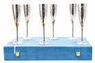 Premium Silver Finish Champagne Flute Glass Set with Elegant Floral Design & Luxury Gift Box – Set of 6