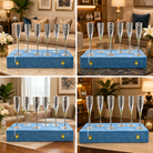 Premium Silver Finish Champagne Flute Glass Set with Elegant Floral Design & Luxury Gift Box – Set of 6