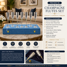 Premium Silver Finish Champagne Flute Glass Set with Elegant Floral Design & Luxury Gift Box – Set of 6
