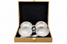 Premium Silver Finish 4 Bowl & Spoon Serving Gift Set with Luxury Box