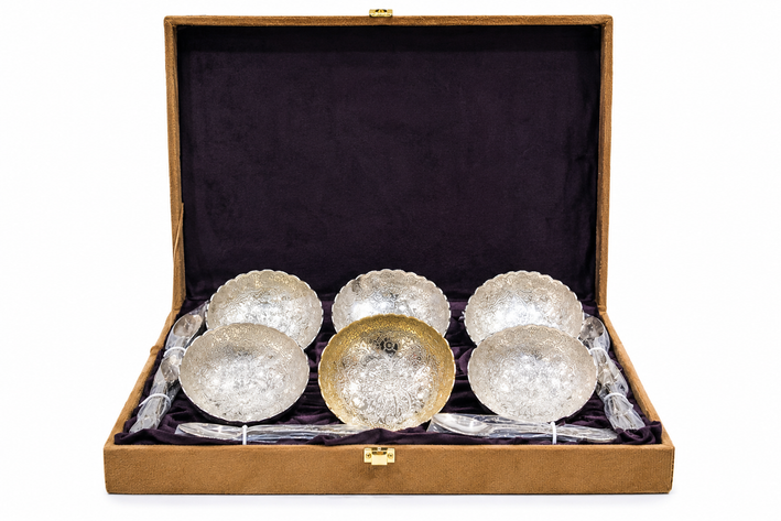Premium Decorative Dry Fruit & Serving Bowl Set with Spoons and Luxury Gift Box