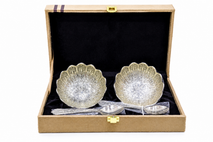 Premium Silver Finish Decorative Bowl & Spoon Gift Set with Luxury Box