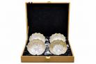 Premium Silver & Gold Finish 4 Bowl Serving Set with Spoons and Luxury Gift Box
