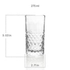CELLO Unity Hi-Ball Drinking Glasses Set of 6 | 275ml Crystal Clear Toughened Glass | Lead-Free, Dishwasher, Freezer & Fridge Safe | For Water, Juice, Milk, Mocktails & Cold Drinks