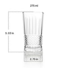 CELLO Brilliant Hi-Ball Drinking Glasses Set of 6 | 275ml Crystal Clear Toughened Glass Tumblers | Lead-Free, Dishwasher, Fridge & Freezer Safe | For Water, Juice, Milk, Soda, Cocktails & Mocktails