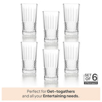 CELLO Brilliant Hi-Ball Drinking Glasses Set of 6 | 275ml Crystal Clear Toughened Glass Tumblers | Lead-Free, Dishwasher, Fridge & Freezer Safe | For Water, Juice, Milk, Soda, Cocktails & Mocktails