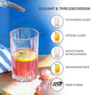 CELLO Estonia Glass Tumbler Set of 6 | 310ml Crystal Clear Drinking Glasses | Elegant Beverage Tumblers for Water, Juice, Mocktails & Soft Drinks