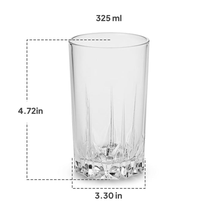 CELLO Estonia Glass Tumbler Set of 6 | 310ml Crystal Clear Drinking Glasses | Elegant Beverage Tumblers for Water, Juice, Mocktails & Soft Drinks
