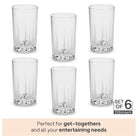 CELLO Estonia Glass Tumbler Set of 6 | 310ml Crystal Clear Drinking Glasses | Elegant Beverage Tumblers for Water, Juice, Mocktails & Soft Drinks