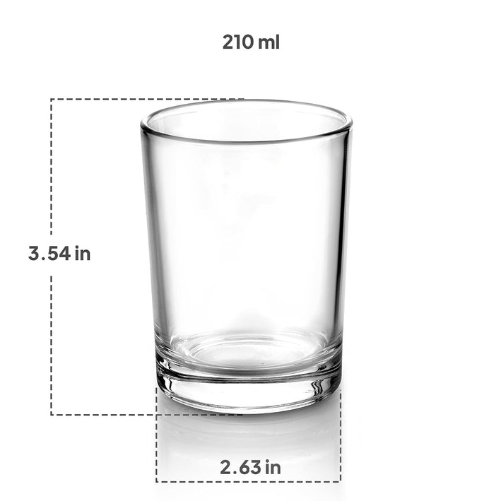 CELLO Liberty Glass Set of 6 | 210ml Crystal Clear Toughened Drinking Glasses | Lead-Free, Dishwasher, Fridge & Freezer Safe | Water, Juice, Milk, Soda, Cocktail & Mocktail Glasses