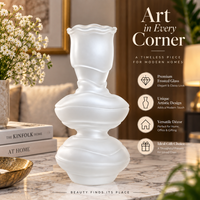 Anupam Premium Frosted White Sculptural Vase | Modern Designer Decorative Flower Vase for Home & Office Decor