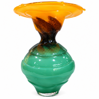 Anupam Premium Amber & Emerald Green Artistic Glass Vase | Luxury Decorative Flower Vase for Home & Office Decor